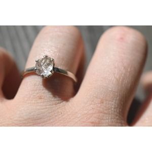 Rough Diamond Engagement Ring Wedding Classic Contemporary Quartz Sterli…